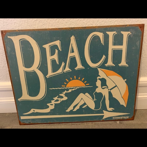 Schonberg Vintage Metal Beach Sign Art - Picture 2 of 8